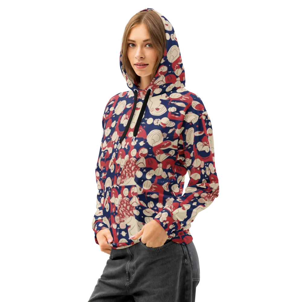 Crimson Constellation on Cotton Hoodie — Left Front