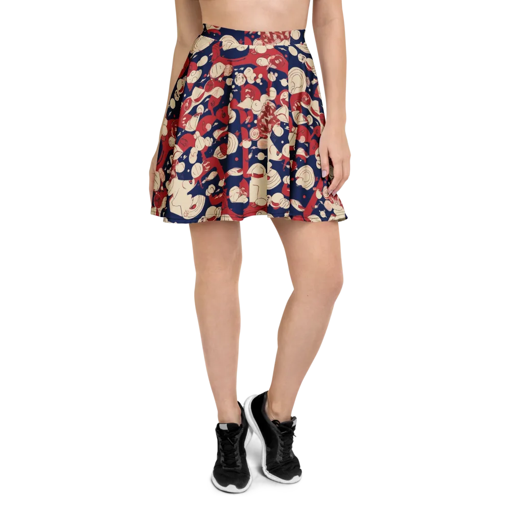 Crimson Constellation on Skater Skirt — Front