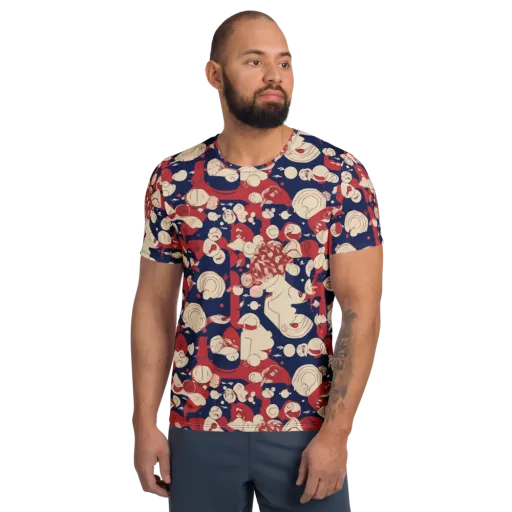 Crimson Constellation on a Men's Athletic T-Shirt
