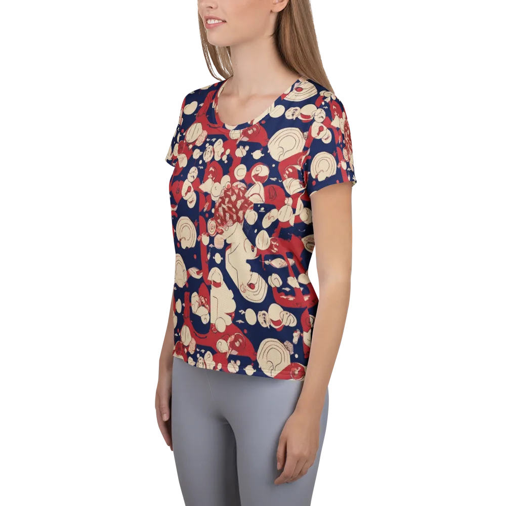 Crimson Constellation on Women's Athletic T-Shirt — Left