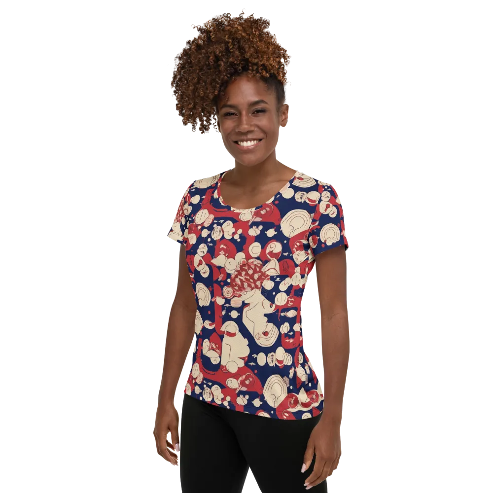 Crimson Constellation on Women's Athletic T-Shirt — Left