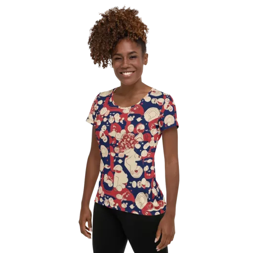 Crimson Constellation on a Women's Athletic T-Shirt
