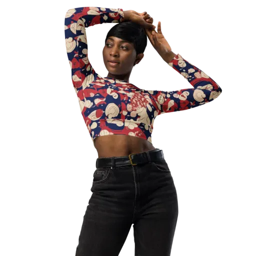 Crimson Constellation on a Long Sleeve Crop Top