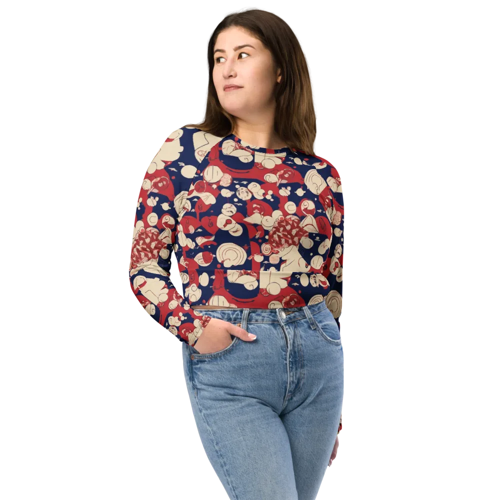 Crimson Constellation on Long Sleeve Crop Top — Front