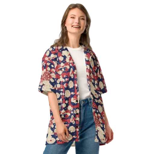 Crimson Constellation on a Button Shirt
