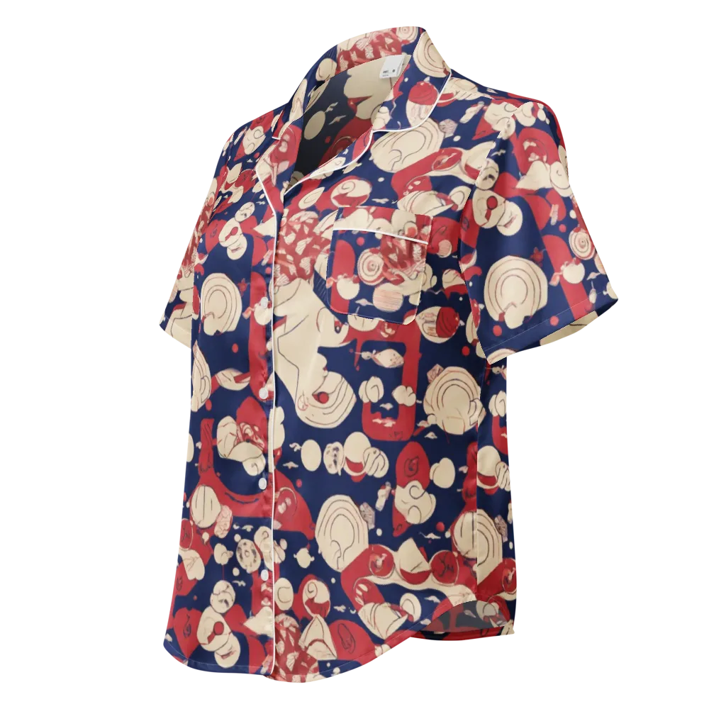 Crimson Constellation on Women's Short Sleeve Pajama Top — Left Front
