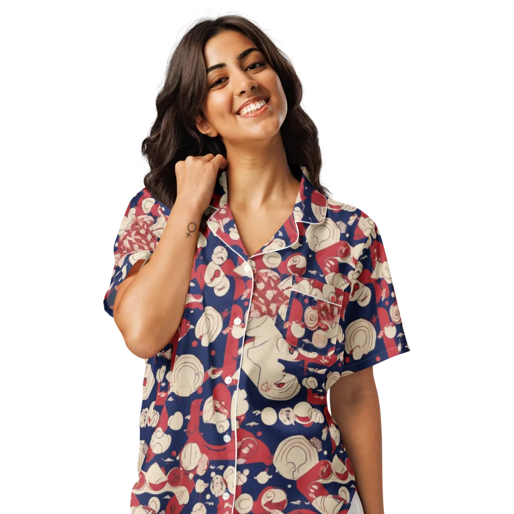 Crimson Constellation on Women's Short Sleeve Pajama Top — Front