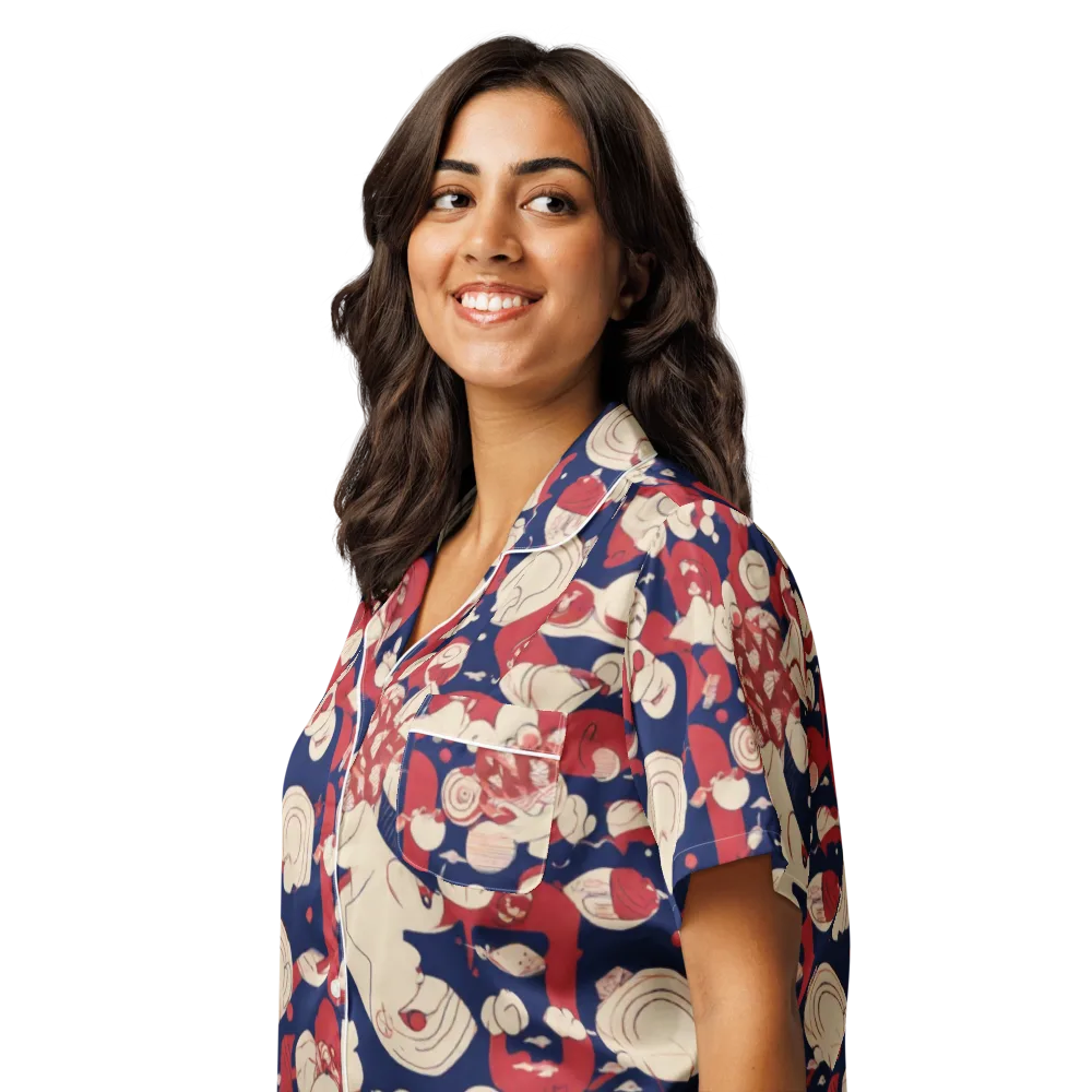 Crimson Constellation on Women's Short Sleeve Pajama Top — Left Front