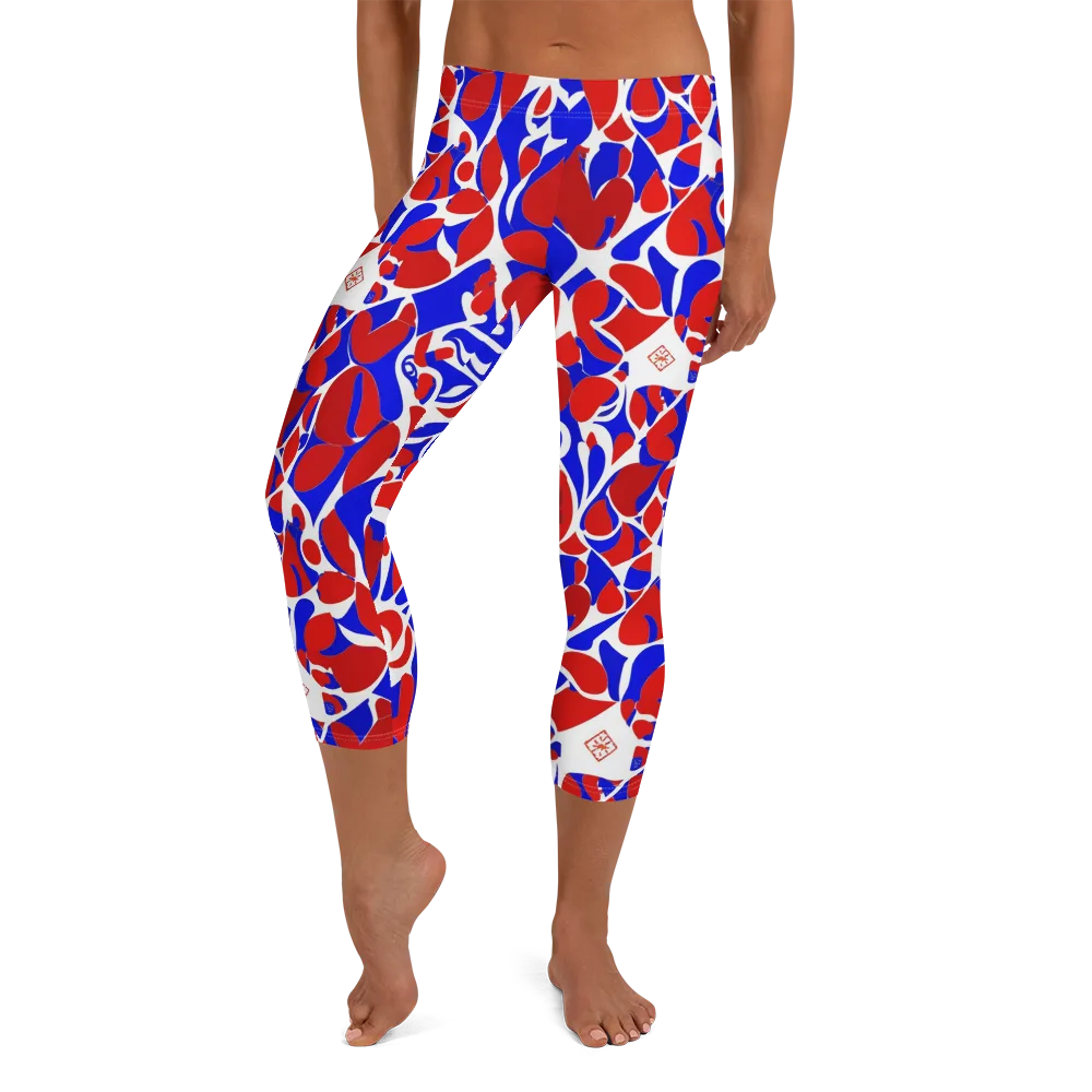 Red Tide Rhapsody on Capri Leggings — Front