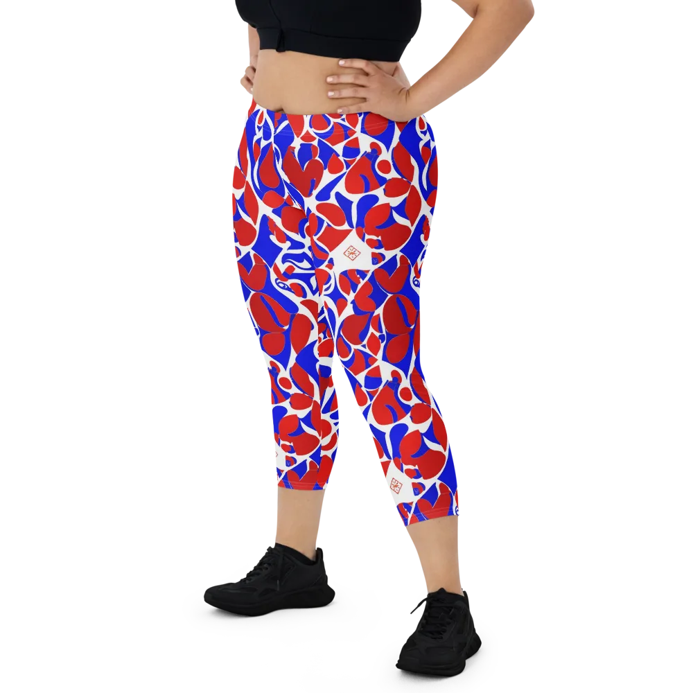 Red Tide Rhapsody on Capri Leggings — Front