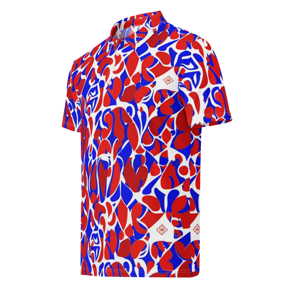 Red Tide Rhapsody on Men's Slim Fit Polo Shirt — Left Front