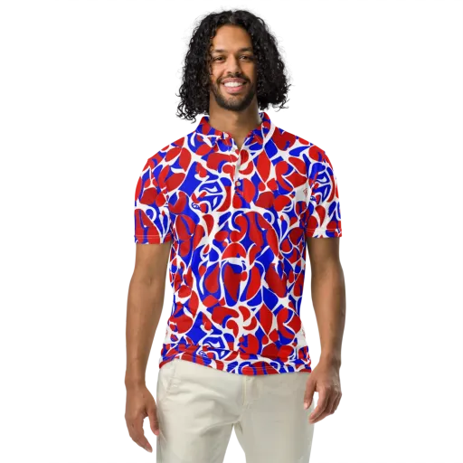 Red Tide Rhapsody on a Men's Slim Fit Polo Shirt