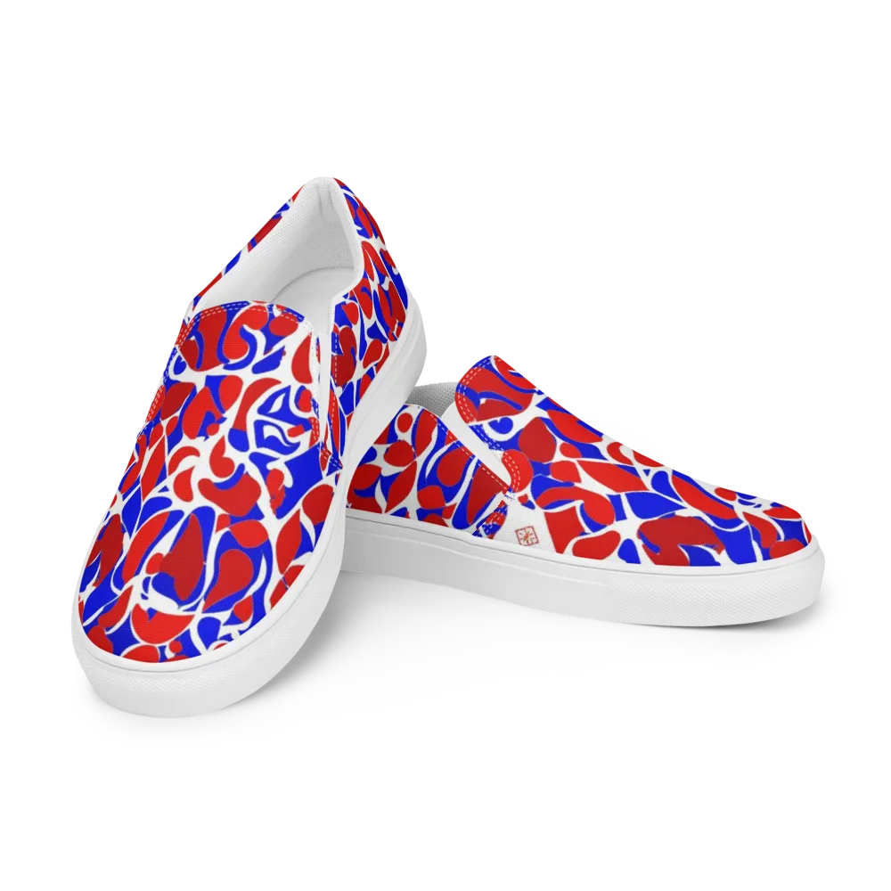 Red Tide Rhapsody on Men's Slip-On Canvas Shoes — Left Front