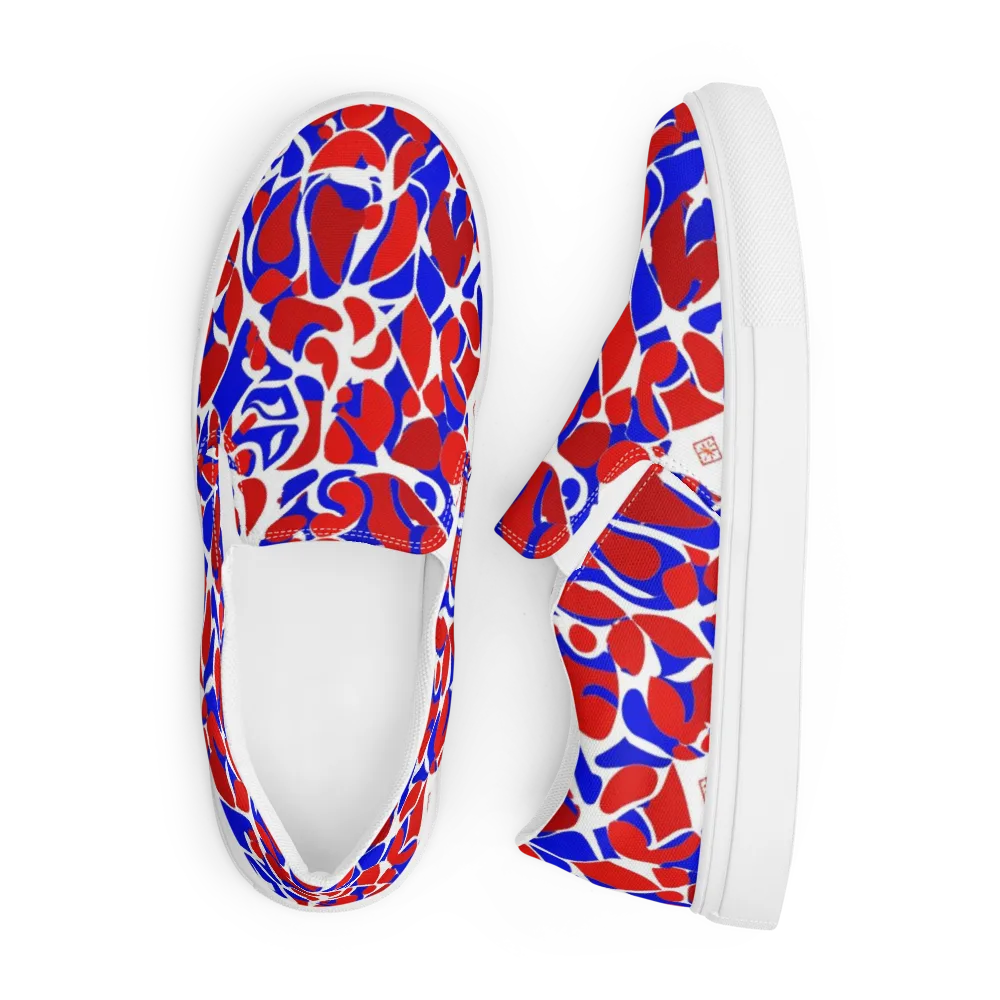 Red Tide Rhapsody on Men's Slip-On Canvas Shoes — Front