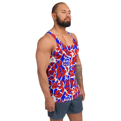 Red Tide Rhapsody on a Men's Tank Top