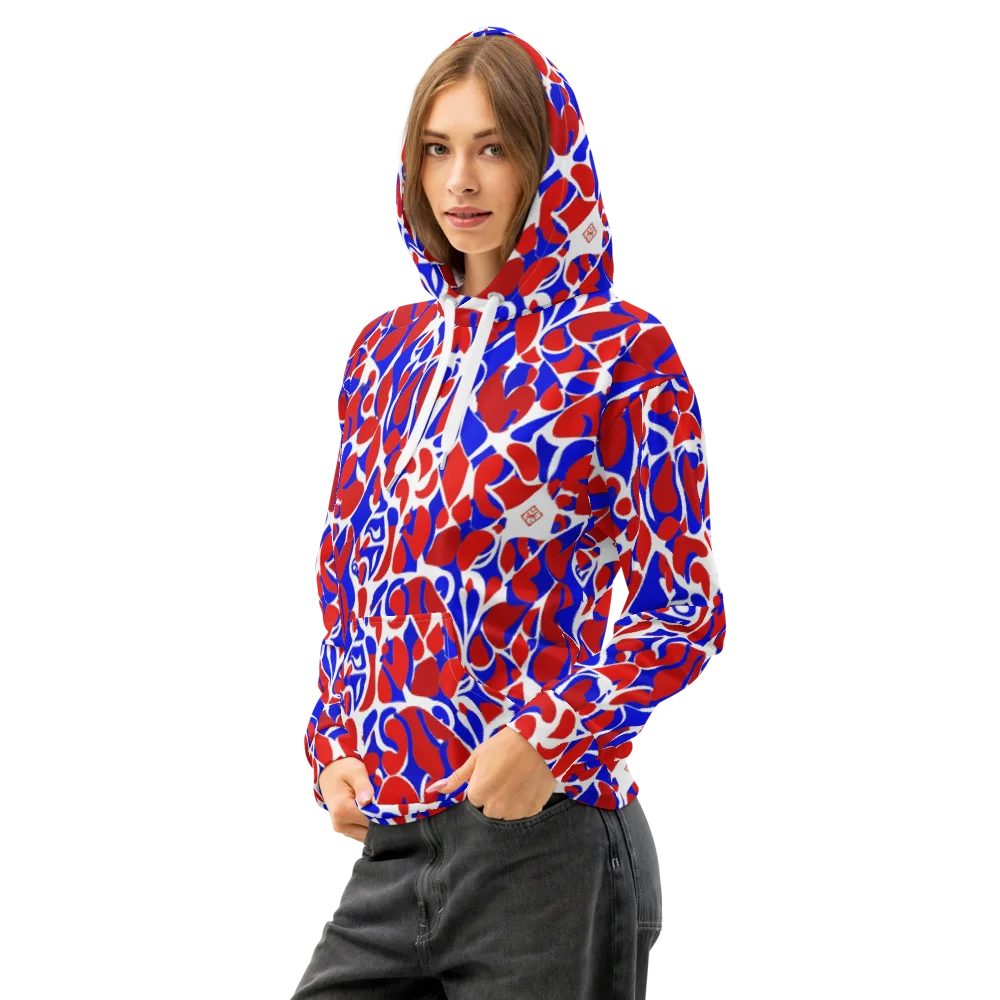 Red Tide Rhapsody on Cotton Hoodie — Left Front