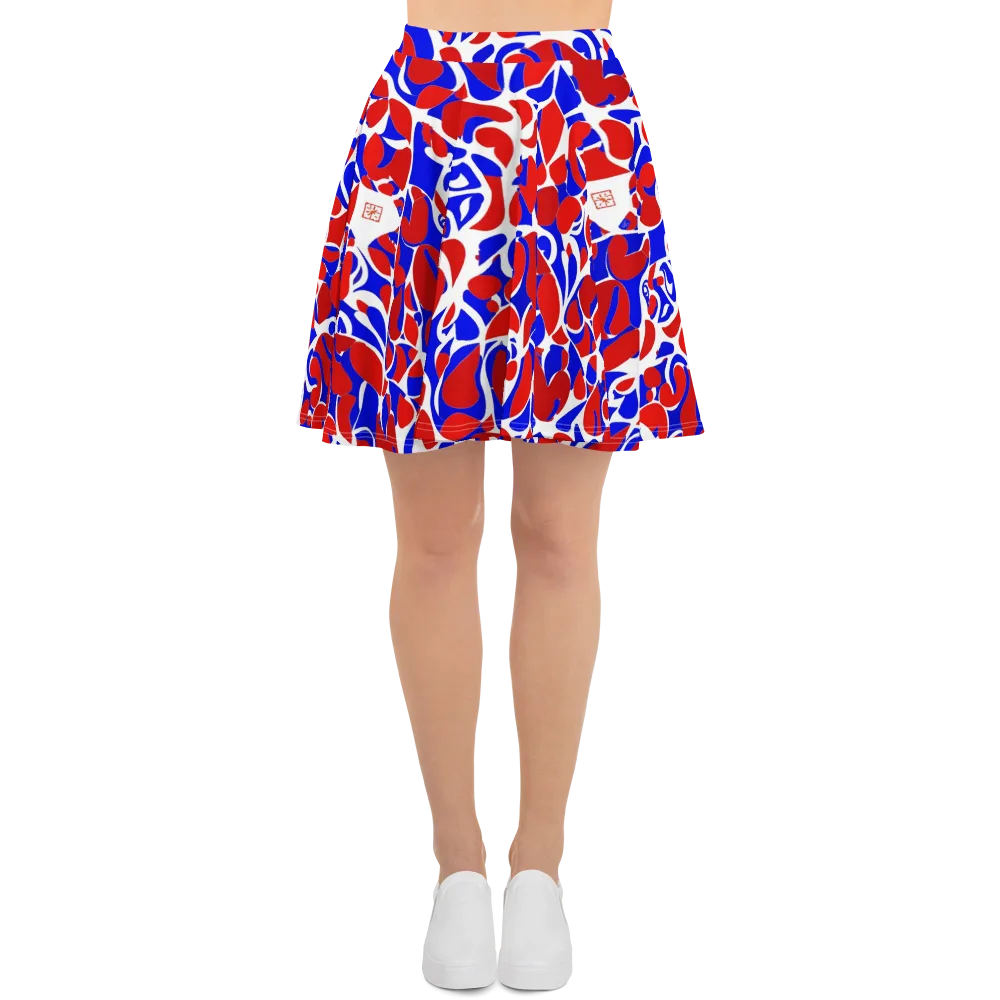 Red Tide Rhapsody on Skater Skirt — Front