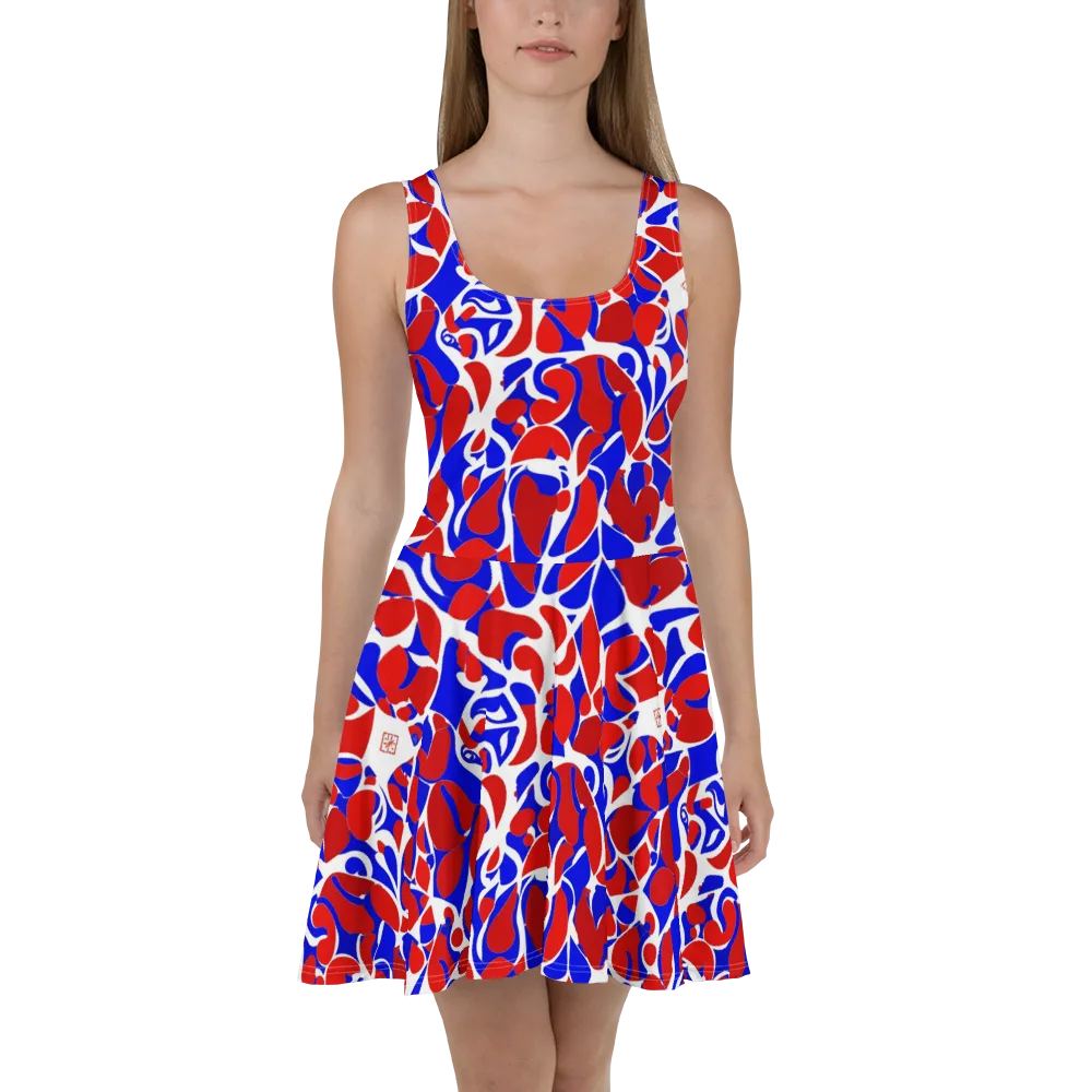 Red Tide Rhapsody on Skater Dress — Front