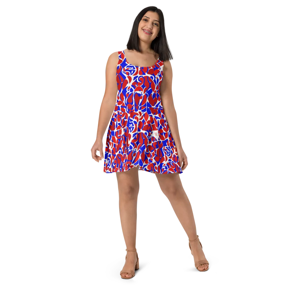 Red Tide Rhapsody on Skater Dress — Front