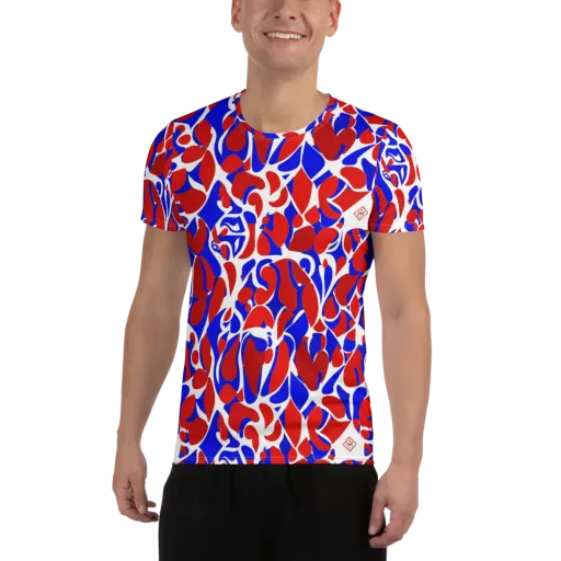 Red Tide Rhapsody on a Men's Athletic T-Shirt