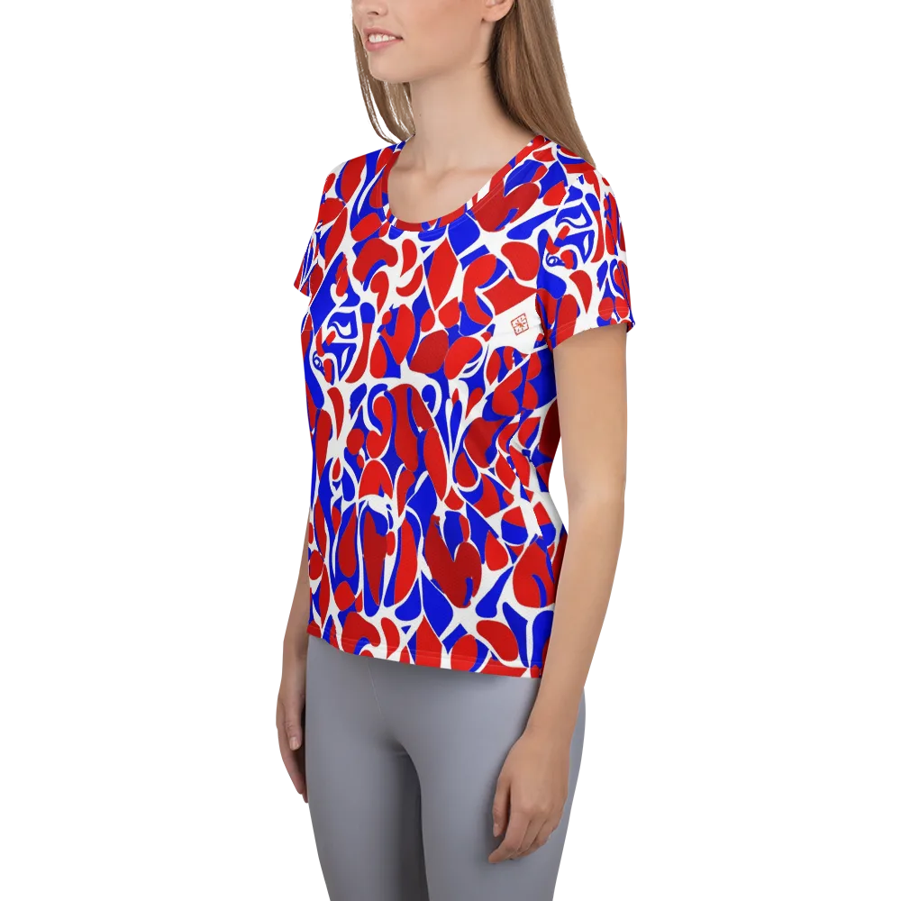 Red Tide Rhapsody on Women's Athletic T-Shirt — Left