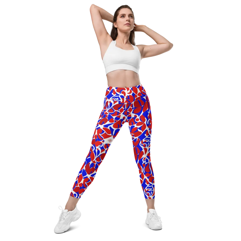 Red Tide Rhapsody on Leggings with Pockets — Front