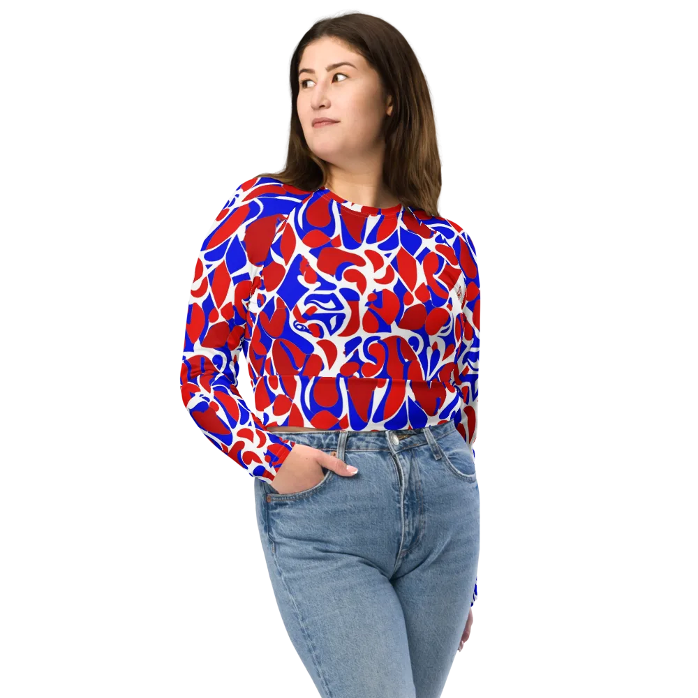Red Tide Rhapsody on Long Sleeve Crop Top — Front