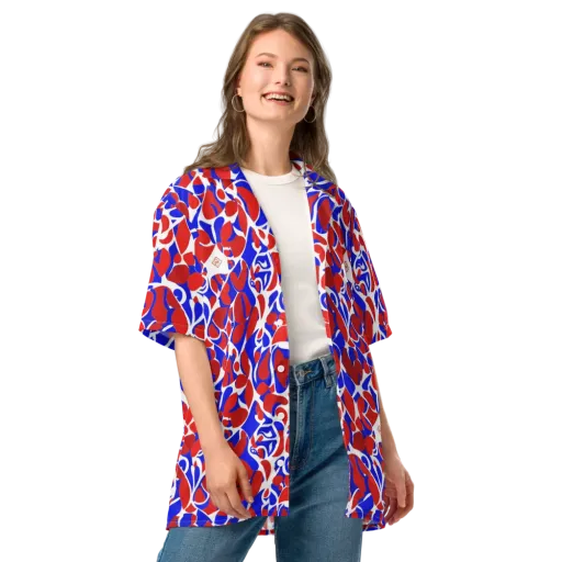 Red Tide Rhapsody on a Button Shirt