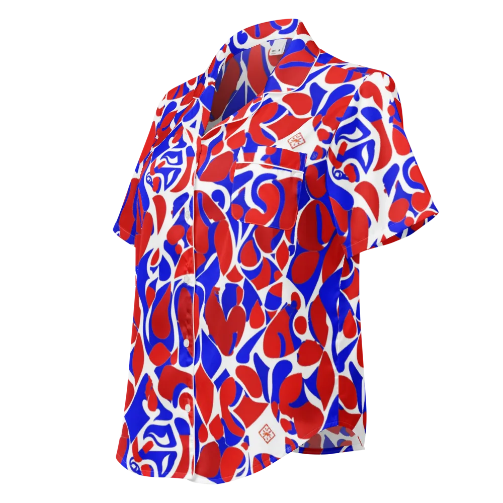 Red Tide Rhapsody on Women's Short Sleeve Pajama Top — Left Front