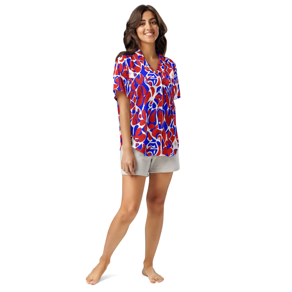 Red Tide Rhapsody on Women's Short Sleeve Pajama Top — Front