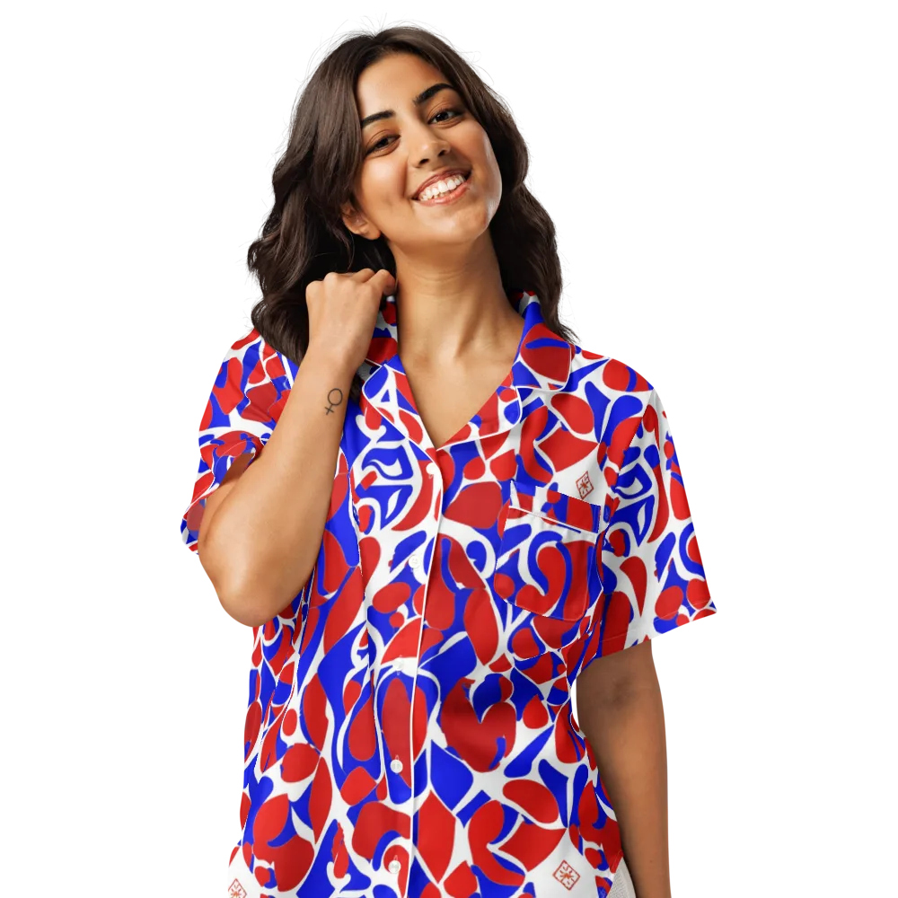 Red Tide Rhapsody on Women's Short Sleeve Pajama Top — Front