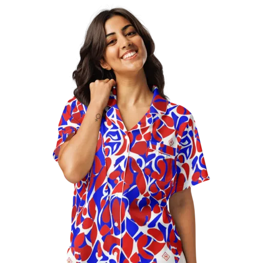 Red Tide Rhapsody on a Women's Short Sleeve Pajama Top