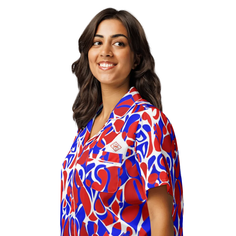 Red Tide Rhapsody on Women's Short Sleeve Pajama Top — Left Front