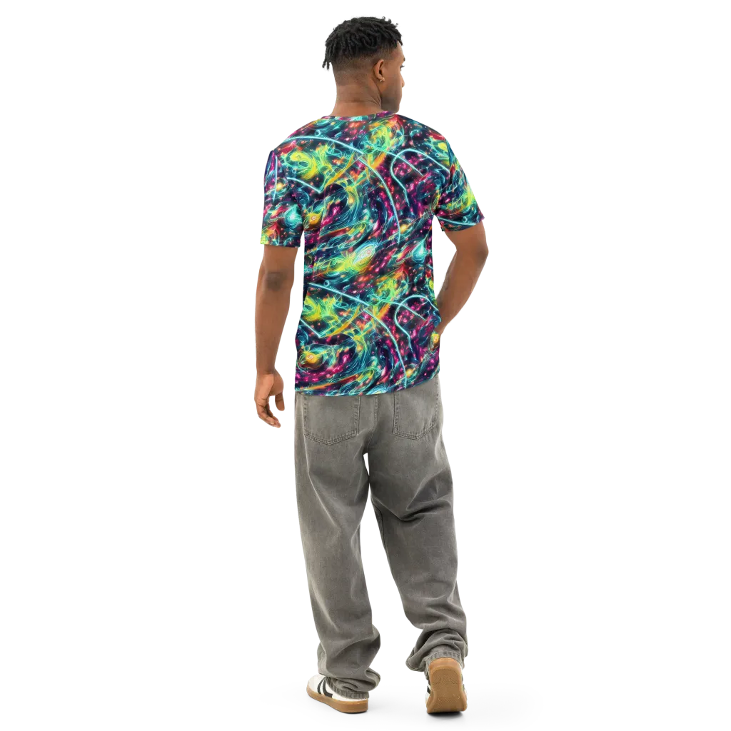 Afterdark Aurora on Men's Cotton Crew Neck T-Shirt — Back