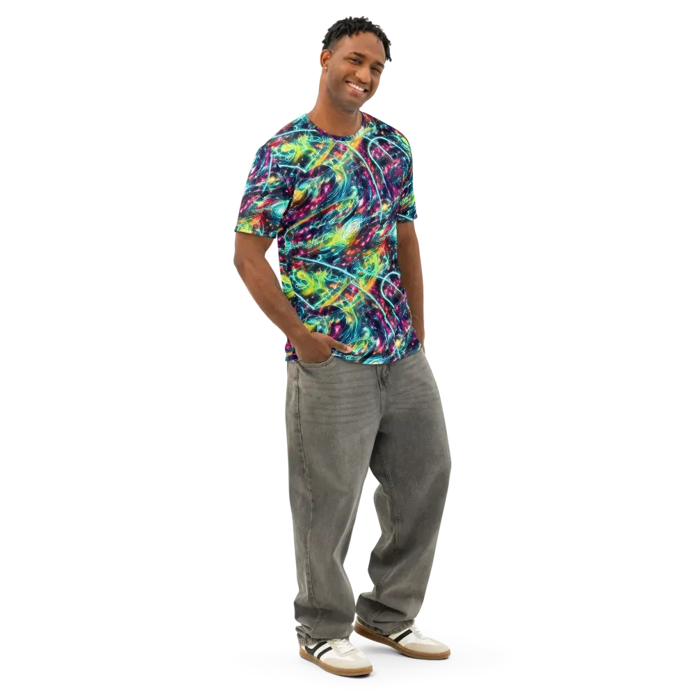 Afterdark Aurora on Men's Cotton Crew Neck T-Shirt — Right Front