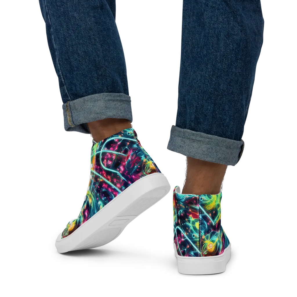 Afterdark Aurora on Men's High Top Canvas Shoes — Back