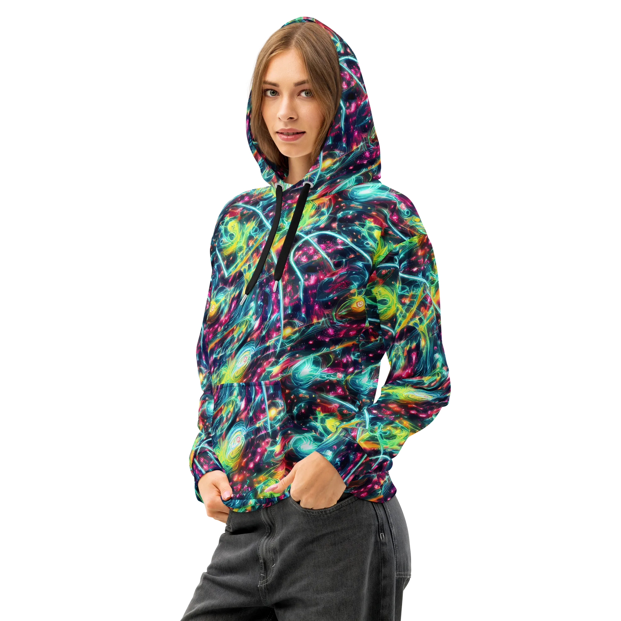 Afterdark Aurora on Cotton Hoodie — Left Front