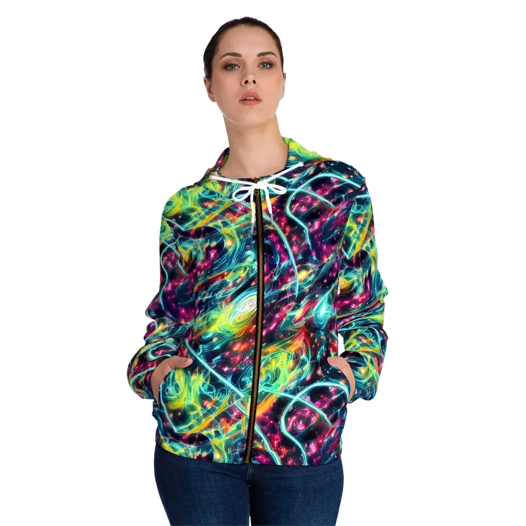 Afterdark Aurora on Women's Full-Zip Hoodie — Front On Person