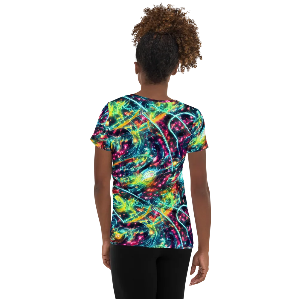Afterdark Aurora on Women's Athletic T-Shirt — Back