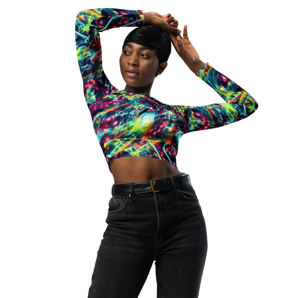 Afterdark Aurora on Long Sleeve Crop Top — Front