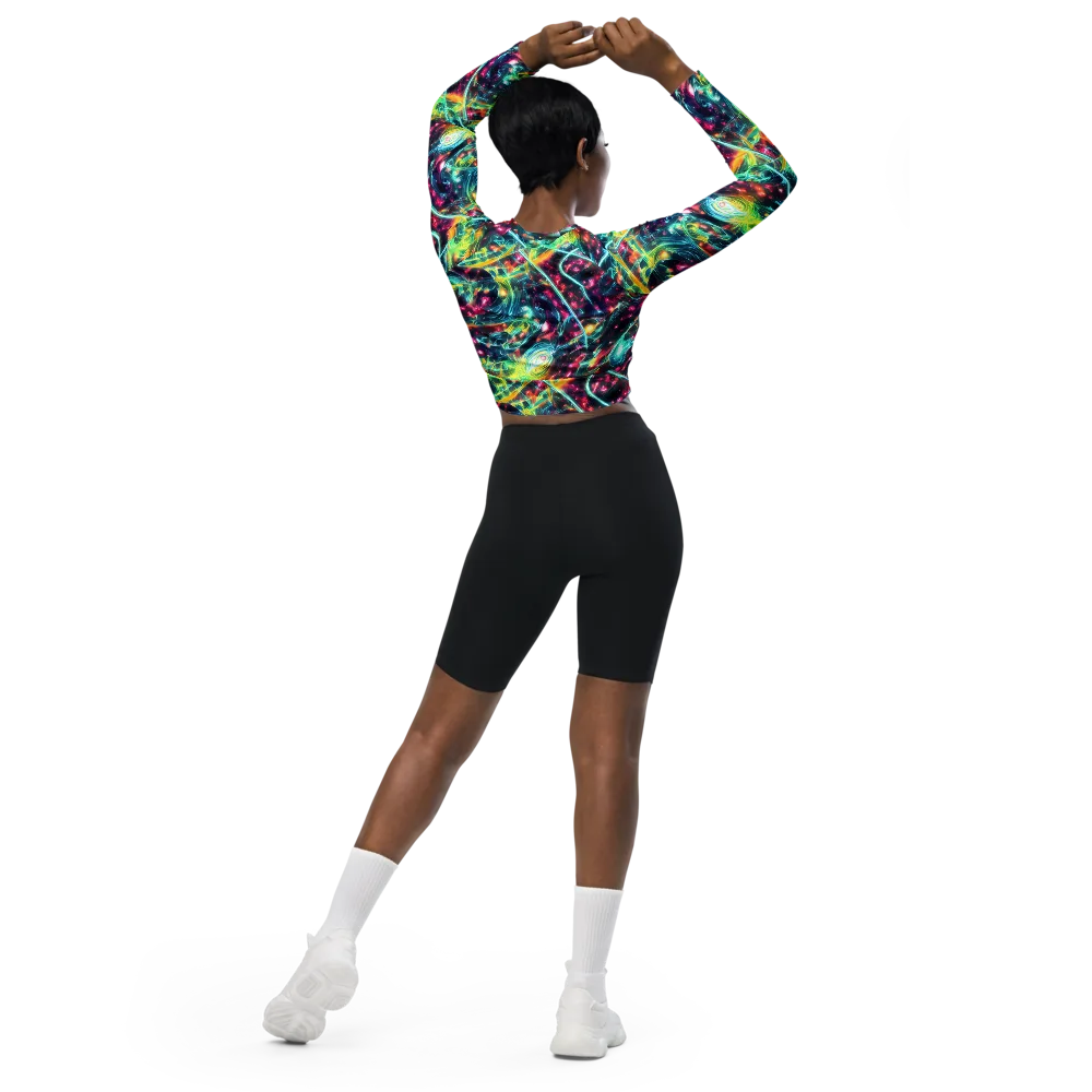 Afterdark Aurora on Long Sleeve Crop Top — Back
