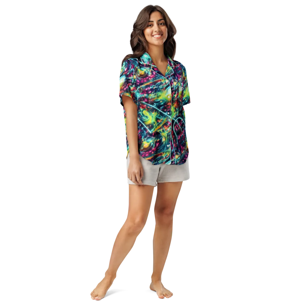 Afterdark Aurora on Women's Short Sleeve Pajama Top — Front
