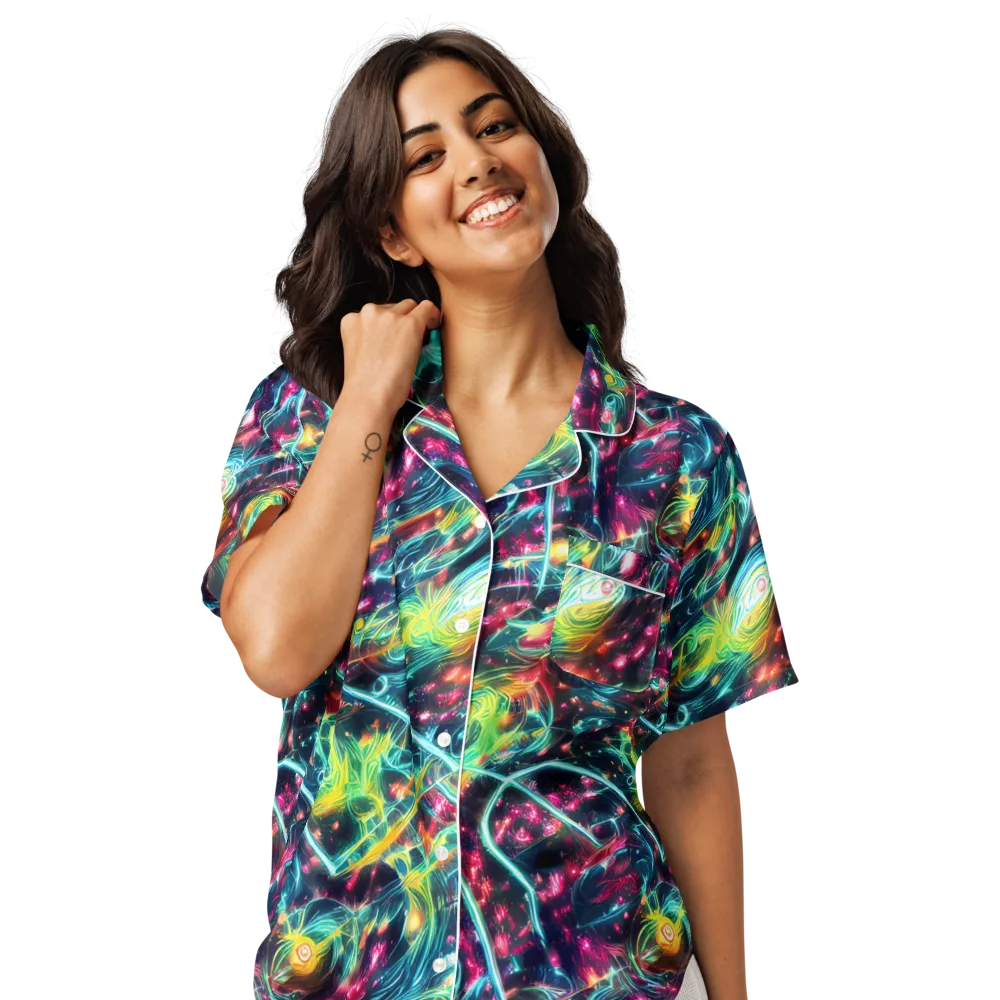 Afterdark Aurora on Women's Short Sleeve Pajama Top — Front