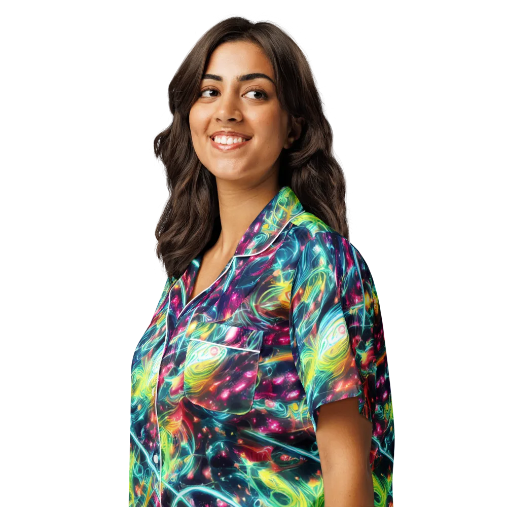 Afterdark Aurora on Women's Short Sleeve Pajama Top — Left Front