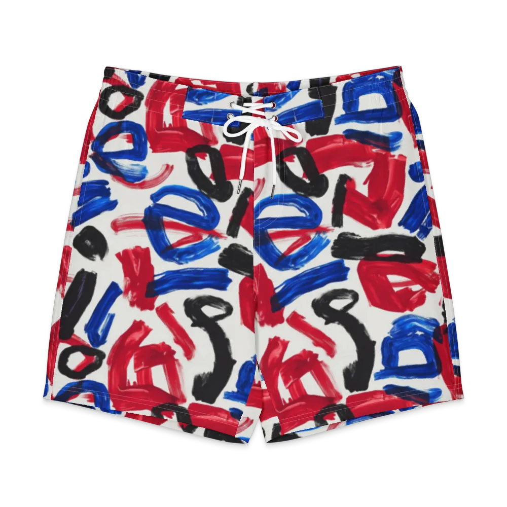 Red White Blue Brushline on Men's Board Shorts — Front