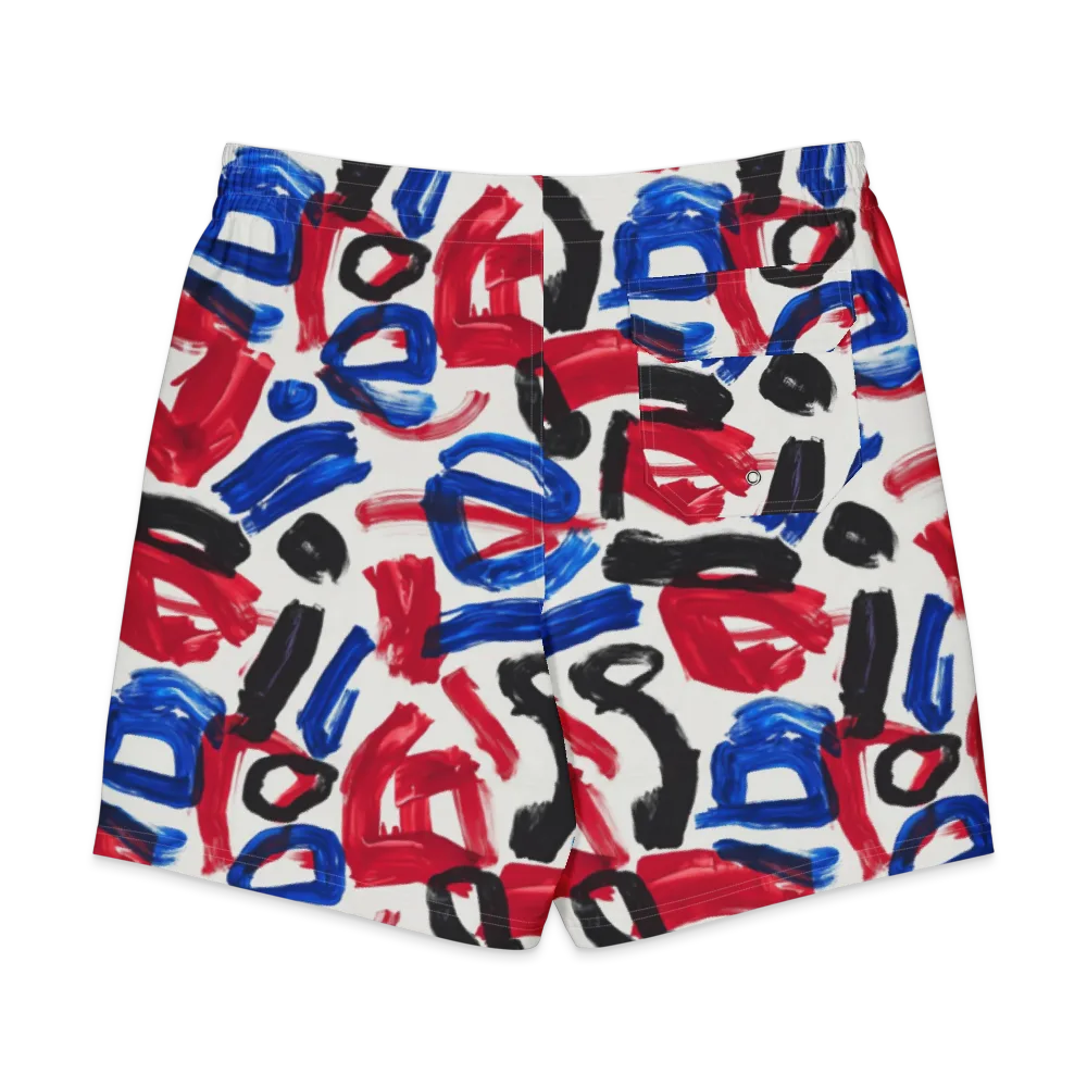 Red White Blue Brushline on Men's Board Shorts — Back