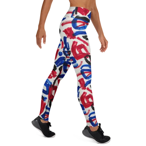 Red White Blue Brushline on a Yoga Leggings