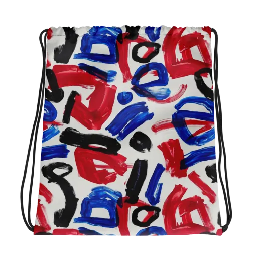 Red White Blue Brushline on a Drawstring Bag