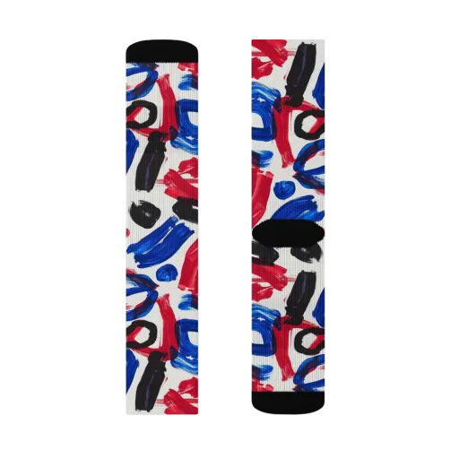 Red White Blue Brushline on a Socks