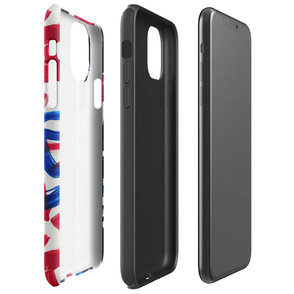 Red White Blue Brushline on Tough Case for iPhone® — Right